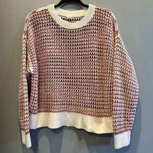 Old Navy Orange and White Patterned Sweater